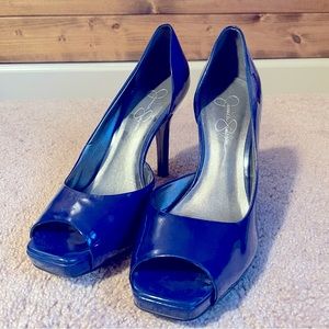 Cobalt Blue Peeptoe Pumps